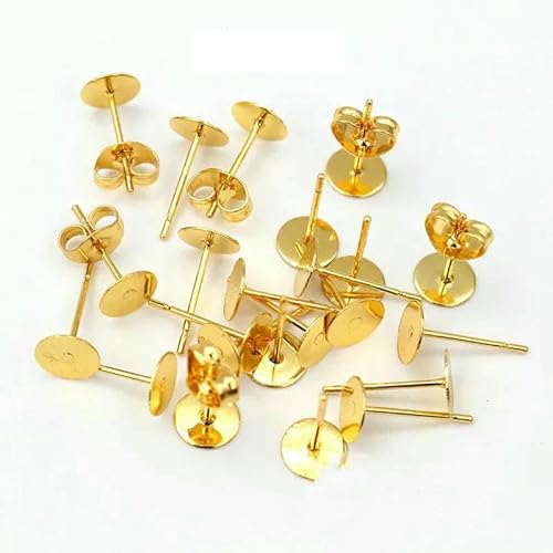 50–100 Stück/Los Goldfarbene Ohrstecker aus Edelstahl, blanke Post-Base-Pins mit Ohrstecker-Befunden, Ohrrücken für DIY-Schmuckherstellung, 6 mm x 50 Stück 50–100 Stück/Los Goldfarbene Ohrstecker aus Edelstahl, blanke Post-Base-Pins mit Ohrstecker-Befunden, Ohrrücken für DIY-Schmuckherstellung, 6 mm x 50 Stück von TBSKUY