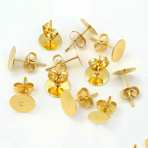 50–100 Stück/Los Goldfarbene Ohrstecker aus Edelstahl, blanke Post-Base-Pins mit Ohrstecker-Befunden, Ohrrücken für DIY-Schmuckherstellung, 8 mm x 50 Stück 50–100 Stück/Los Goldfarbene Ohrstecker aus Edelstahl, blanke Post-Base-Pins mit Ohrstecker-Befunden, Ohrrücken für DIY-Schmuckherstellung, 8 mm x 50 Stück von TBSKUY