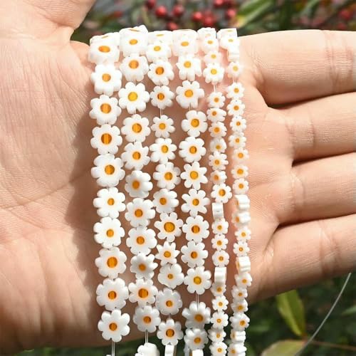 50–100 Stück 4/6/8 mm mehrfarbige Lampwork-Perlen, Blumenform, glasierte Glasperlen für Armbänder, Halsketten, DIY-Schmuckherstellung, Zubehör – Blume – 8 mm (ca. 50 Stück) von TBSKUY