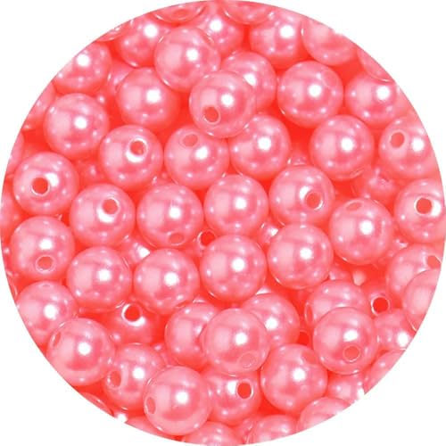 50–1000 Stück/Los ABS-Imitationsperlen, farbige runde Acryl-Abstandshalterperlen für die Schmuckherstellung, DIY-Charm-Armband-Ohrringe, Pink, 10 mm, 100 Stück von TBSKUY