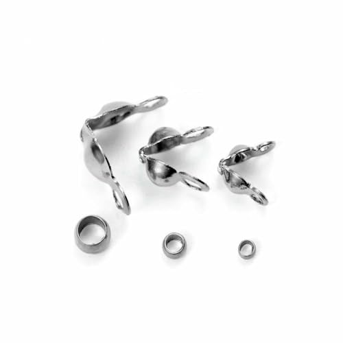 50 Sets Edelstahl Goldfarbener Verbindungsverschluss Quetschperlen für DIY-Armbänder, Halsketten, Ketten, Schmuckherstellungszubehör-Silber-50Sets 2 x 1,5 mm von TBSKUY