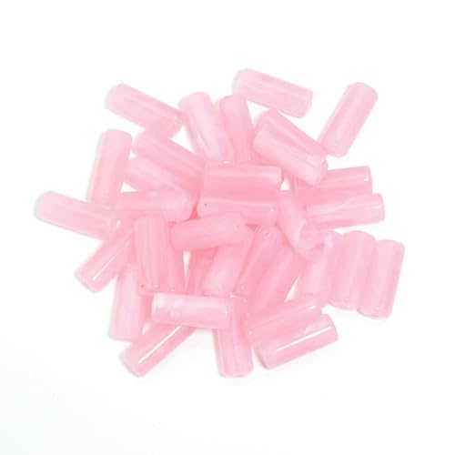 50 Stück/Los Acrylperlen Zylinderform Imitation Steinrohr Abstandsperlen für die Schmuckherstellung DIY Halskette Anhänger Zubehör-Rosa von TBSKUY