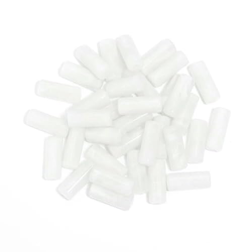 50 Stück/Los Acrylperlen Zylinderform Imitation Steinrohr Abstandsperlen für die Schmuckherstellung DIY Halskette Anhänger Zubehör-weiß von TBSKUY