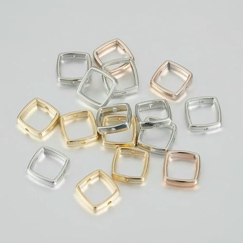 50 Stück Blumen-/Herz-/Geometrie-Perlen mit zwei Löchern, Rahmen-Abstandshalterperlen für Halsketten, Armbänder, Verbinder, Schmuckherstellung, DIY-Zubehör, quadratisch, Splitter 50 Stück Blumen-/Herz-/Geometrie-Perlen mit zwei Löchern, Rahmen-Abstandshalterperlen für Halsketten, Armbänder, Verbinder, Schmuckherstellung, DIY-Zubehör, quadratisch, Splitter von TBSKUY