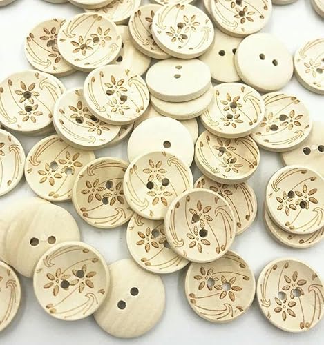 50 Stück Blumen Holzknöpfe Nähen Scrapbooking Handarbeit Home Kleidung Dekor Holz Dekorative handgefertigt WB753-Standard von TBSKUY