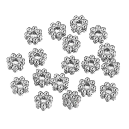 50 Stück Edelstahl-Abstandshalterperlen in Schneeflocken-Blumenform, vergoldet, lose Perlenkappe für DIY-Handarbeiten, Schmuckherstellung, Armband, S5 mm von TBSKUY