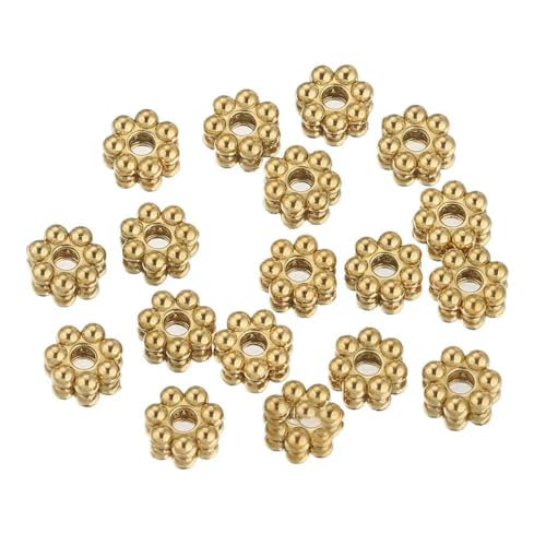 50 Stück Edelstahl-Abstandshalterperlen in Schneeflocken-Blumenform, vergoldet, lose Perlenkappe für DIY-Handarbeiten, Schmuckherstellung, Armband-G5 mm von TBSKUY