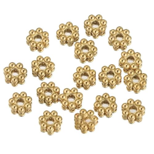 50 Stück Edelstahl-Abstandshalterperlen in Schneeflocken-Blumenform, vergoldet, lose Perlenkappe für DIY-Handarbeiten, Schmuckherstellung, Armband-G6 mm 50 Stück Edelstahl-Abstandshalterperlen in Schneeflocken-Blumenform, vergoldet, lose Perlenkappe für DIY-Handarbeiten, Schmuckherstellung, Armband-G6 mm von TBSKUY