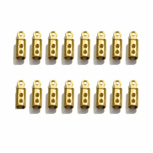 50 Stück Edelstahl plattiert 18 Karat Gold Crimp End Perlen Kappen Lederband Clip Tip Fold Crimp Bead Armband DIY Verbinder-Gold 1mm von TBSKUY