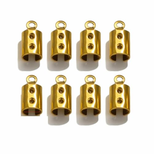 50 Stück Edelstahl plattiert 18 Karat Gold Crimp End Perlen Kappen Lederband Clip Tip Fold Crimp Bead Armband DIY Verbinder-Gold 4,0 mm von TBSKUY