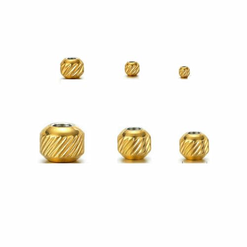 50 Stück Edelstahlperlen, 18 Karat Goldfarbe, 4,0 mm, 6 mm, 8 mm, geriffelte Zylinderröhre, Abstandshalter, lose Perlen zur Schmuckherstellung, DIY-Zubehör – Goldfarbene schräge Maserung – 5 x 4,5 50 Stück Edelstahlperlen, 18 Karat Goldfarbe, 4,0 mm, 6 mm, 8 mm, geriffelte Zylinderröhre, Abstandshalter, lose Perlen zur Schmuckherstellung, DIY-Zubehör – Goldfarbene schräge Maserung – 5 x 4,5 von TBSKUY