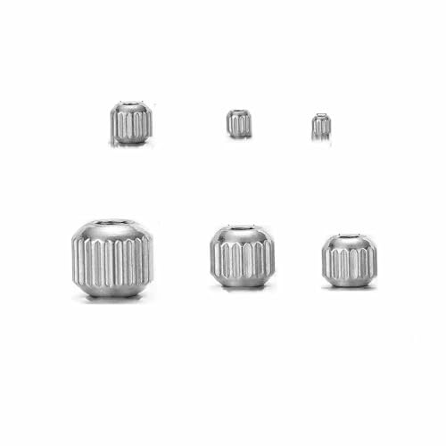 50 Stück Edelstahlperlen, 4,0 mm, 6 mm, 8 mm, Schraubzylinder, Rohr, Abstandshalter, lose Perlen für DIY-Schmuck, Halsketten, Armband-Befunde – Stahl, vertikale Maserung – 6 x 5,4 x 2,6 mm Loch 50 Stück Edelstahlperlen, 4,0 mm, 6 mm, 8 mm, Schraubzylinder, Rohr, Abstandshalter, lose Perlen für DIY-Schmuck, Halsketten, Armband-Befunde – Stahl, vertikale Maserung – 6 x 5,4 x 2,6 mm Loch von TBSKUY