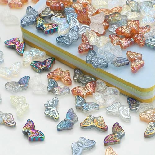 50 Stück Mutil Farbverlauf Kristall Schmetterling Anhänger 8x15mm DIY Glasperlen Flügelform für Schmuckherstellung Ohrringe Zubehör-ddhs 50 Stück Mutil Farbverlauf Kristall Schmetterling Anhänger 8x15mm DIY Glasperlen Flügelform für Schmuckherstellung Ohrringe Zubehör-ddhs von TBSKUY