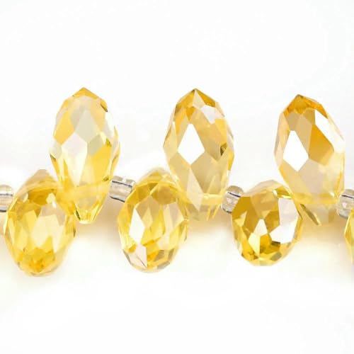 50 Stück Österreichische Tropfen-Facettenkristallperlen, AB-Farbe, Briolette-Glasperlen zur Schmuckherstellung, Halsketten, Armbänder, Bastelbedarf, HKSD001, 5–6 x 12 mm, 50 Stück von TBSKUY