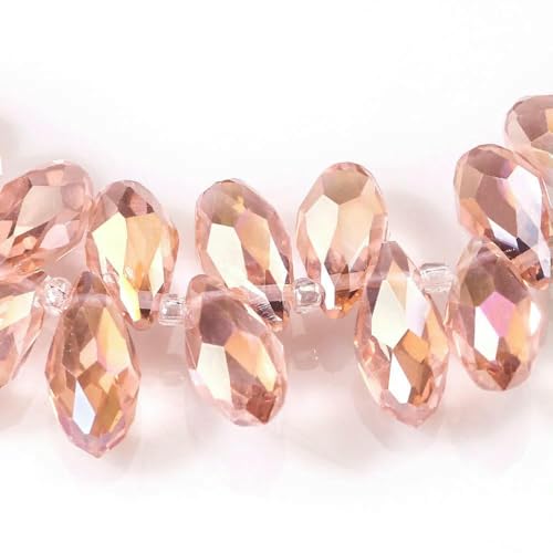 50 Stück österreichische tropfenförmige facettierte Kristallperlen, AB-Farbe, Briolette-Glasperlen zur Schmuckherstellung, Halsketten, Armbänder, Bastelbedarf, HKSD001-3-6 x 12 mm, von TBSKUY