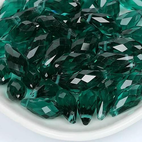 50 Stück österreichische tropfenförmige facettierte Kristallperlen, AB-Farbe, Briolette-Glasperlen zur Schmuckherstellung, Halsketten, Armbänder, Bastelbedarf, HKSD001-32-6 x 12 mm von TBSKUY