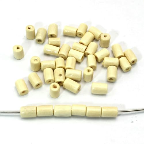 500 Röhrenperlen, Säulenröhre, lose Abstandshalter, Holzperlen, 8 x 5 mm, für DIY-Armbänder, Schmuckherstellung, Bastelbedarf, Natur von TBSKUY
