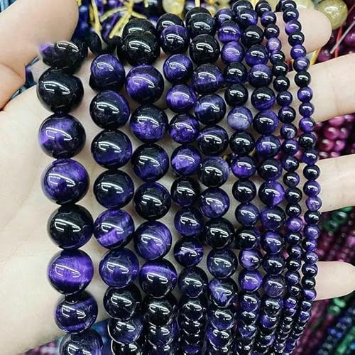 5A Qualität Naturstein Blaue Tigerauge Perlen Runde lose Perlen 6 8 10 12 mm für Schmuckherstellung DIY Bettelarmband 15" - Lila Tigerauge - 8 mm 45 bis 48 Stück 5A Qualität Naturstein Blaue Tigerauge Perlen Runde lose Perlen 6 8 10 12 mm für Schmuckherstellung DIY Bettelarmband 15" - Lila Tigerauge - 8 mm 45 bis 48 Stück von TBSKUY