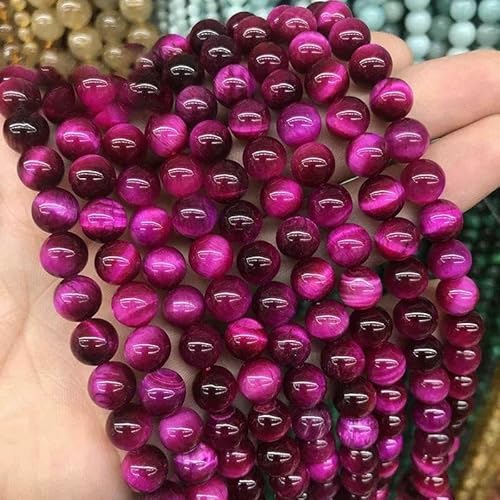 5A Qualität Naturstein Blaue Tigerauge Perlen Runde lose Perlen 6 8 10 12 mm für Schmuckherstellung DIY Bettelarmband 15" -Rosé Tigerauge-4,0 mm 85 bis 95 Stück von TBSKUY