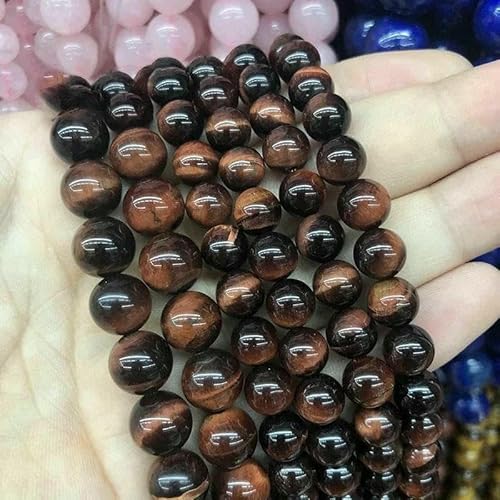 5A Qualität Naturstein Blaue Tigerauge Perlen Runde lose Perlen 6 8 10 12 mm für Schmuckherstellung DIY Bettelarmband 15" -Rotes Tigerauge-4,0 mm 85 bis 95 Stück von TBSKUY