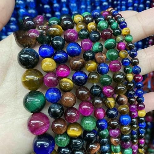 5A Qualität Naturstein Blaue Tigerauge Perlen Runde lose Perlen 6 8 10 12 mm für Schmuckherstellung DIY Bettelarmband 15" - Sieben Farben - 8 mm 45 bis 48 Stück 5A Qualität Naturstein Blaue Tigerauge Perlen Runde lose Perlen 6 8 10 12 mm für Schmuckherstellung DIY Bettelarmband 15" - Sieben Farben - 8 mm 45 bis 48 Stück von TBSKUY
