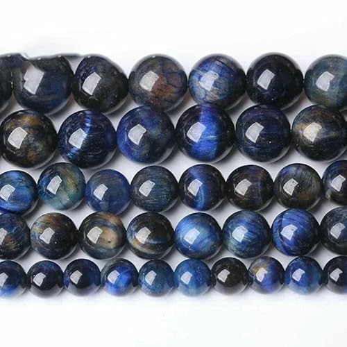5A Qualität Naturstein Blaue Tigerauge Perlen Runde lose Perlen 6 8 10 12 mm für Schmuckherstellung DIY Charm Armband 15" -Lapis Blaues Tigerauge-12 mm 31 bis 32 Stück von TBSKUY