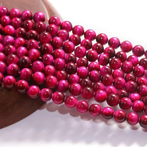 6/8/10 mm natürliche runde Tigerauge-Amazonit-Granat-Achat-Angelit-Quarz-Lava-Perlen zur Schmuckherstellung, DIY-Armbandzubehör – Rose Tiger – 10 mm, 36 bis 37 Stück von TBSKUY