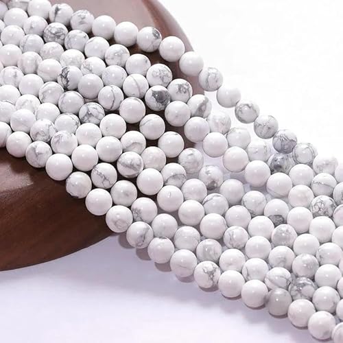 6/8/10 mm natürliche runde Tigerauge-Amazonit-Granat-Achat-Angelit-Quarz-Lava-Perlen zur Schmuckherstellung, DIY-Armbandzubehör – Weiß-Türkis – 6 mm, 58 bis 61 Stück 6/8/10 mm natürliche runde Tigerauge-Amazonit-Granat-Achat-Angelit-Quarz-Lava-Perlen zur Schmuckherstellung, DIY-Armbandzubehör – Weiß-Türkis – 6 mm, 58 bis 61 Stück von TBSKUY