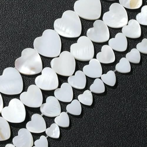 6–12 mm Herz, natürliche Muschelperlen, blau, grün, rot, gelb, lose Abstandsperlen, Anhänger für die Schmuckherstellung, DIY-Halskette, Armbandzubehör, Nr. 2, 12 mm, ca. 30 Stück von TBSKUY