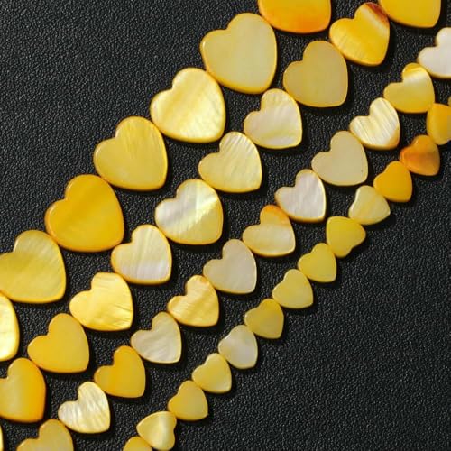 6–12 mm Herz, natürliche Muschelperlen, blau, grün, rot, gelb, lose Abstandsperlen, Anhänger für die Schmuckherstellung, DIY-Halsketten, Armbandzubehör, Nr. 9–10 mm, ca. 36 Stück von TBSKUY