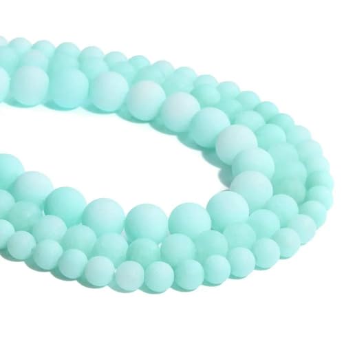 6 8 10 12 mm Frosted Blue River Amazonite matte Perlen Natursteine Runde lose Perlen zur Schmuckherstellung Armband Halskette DIY-10mm (ca. 18 Stück) von TBSKUY