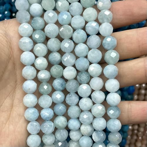 6 8 10 mm Naturstein, facettierter Mondstein, lose Abstandsperlen für die Schmuckherstellung, DIY, modisches Armband, Halskette, 19,1 cm, Aquamarin-Mix, 8 mm, 21–23 Stück von TBSKUY