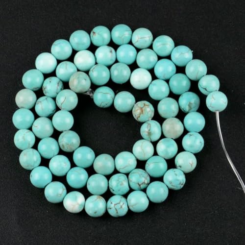 6 8 10 mm Natursteinperlen, bunte Meeressediment-Jaspis-Türkise, runde Perlen zur Schmuckherstellung, DIY-Armbänder, Zubehör – Blau-Türkis – 4,0 mm von TBSKUY