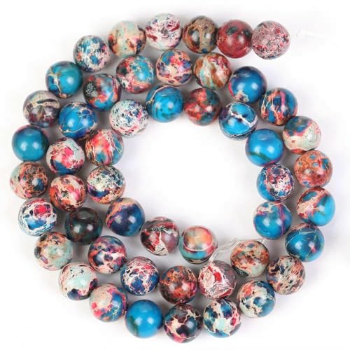 6 8 10 mm Natursteinperlen, bunte Meeressediment-Jaspis-Türkise, runde Perlen zur Schmuckherstellung, DIY-Armbänder, Zubehör – Rot Blau – 10 mm 6 8 10 mm Natursteinperlen, bunte Meeressediment-Jaspis-Türkise, runde Perlen zur Schmuckherstellung, DIY-Armbänder, Zubehör – Rot Blau – 10 mm von TBSKUY