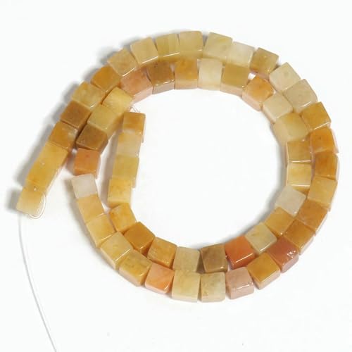 6 8 mm natürlicher quadratischer Steinwürfel, Tigerauge, Amazonit, Opal, Labradorit, lose Perlen zur Schmuckherstellung, DIY-Bettelarmband, 15 Zoll, Gelbe Jade, 8 mm (ca. 45 Stück) von TBSKUY
