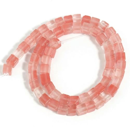 6 8 mm natürlicher quadratischer Steinwürfel, Tigerauge, Amazonit, Opal, Labradorit, lose Perlen zur Schmuckherstellung, DIY-Bettelarmband, 15 Zoll, Kirschkristall, 8 mm (ca. 45 Stück) von TBSKUY