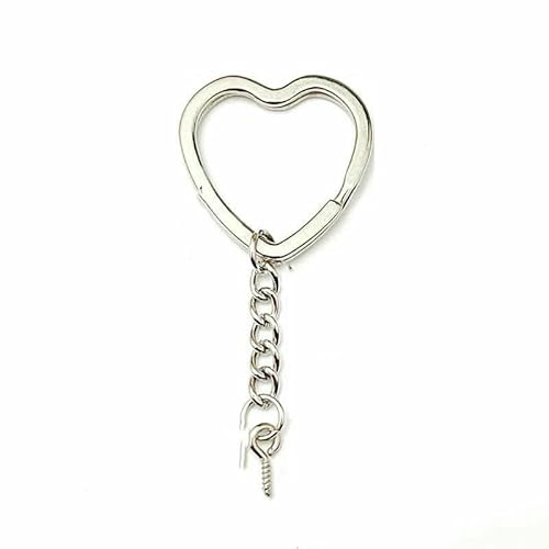 6 Stück/Los Herz-Stern-Schlüsselringkette, runder flacher Draht, offener Ring, Metall-Schlüsselring, DIY-Autoschlüssel, Spielzeug, Anhänger, Kette zur Herstellung – Herz-Schraubstift – 6 Stück von TBSKUY