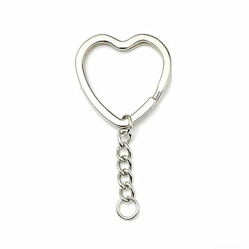 6 Stück/Los Herz-Stern-Schlüsselringkette, runder flacher Draht, offener Ring, Metall-Schlüsselring, DIY-Autoschlüssel, Spielzeug, Anhänger, Kette zur Herstellung – Herzkette – 6 Stück von TBSKUY