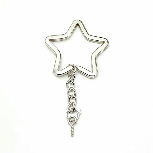 6 Stück/Los Herz-Stern-Schlüsselringkette, runder flacher Draht, offener Ring, Metall-Schlüsselring, DIY-Autoschlüssel, Spielzeug, Anhänger, Kette zur Herstellung – Stern-Schraubstift – 6 Stück von TBSKUY