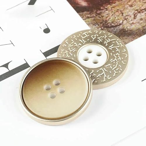 6 Stück Harzknöpfe mit 4 Löchern, Nähzubehör, Größe komplett für Kleidung, dekorative Metallknöpfe, handgefertigt, DIY, Braun, 20 mm von TBSKUY