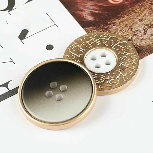6 Stück Harzknöpfe mit 4 Löchern, Nähzubehör, Größe komplett für Kleidung, dekorative Metallknöpfe, handgefertigt, DIY, Grau, 22 mm von TBSKUY