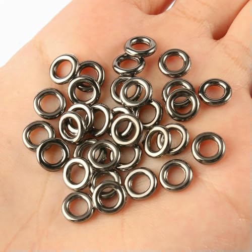 6 mm – 15 mm, Gold/Rhodium, geschlossene Biegeringe, Einzelschlaufenringe, Zubehör für die Schmuckherstellung, DIY-Verbindungszubehör, Schwarz, 13 x 3,5 mm, 50 Stück von TBSKUY