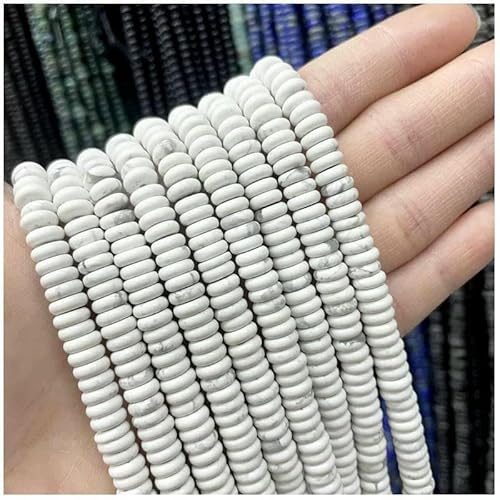6 x 2 mm, flach, rund, Naturstein, Amethyst, Labradorit, Achat, Rondelle, Scheibe, lose Perlen für die Schmuckherstellung, DIY-Armband, Weiß, Türkis, 2 x 6 mm, 175 Stück von TBSKUY