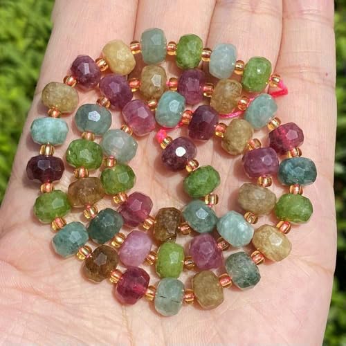 6 x 8 mm Natursteinperlen, facettierte Rondelle, Achat, Rosenquarz, lose Perlen zur Schmuckherstellung, Perlenarbeit, DIY-Armband, Halskette, Turmalin, 6 x 8 mm, ca. 45 Stück 6 x 8 mm Natursteinperlen, facettierte Rondelle, Achat, Rosenquarz, lose Perlen zur Schmuckherstellung, Perlenarbeit, DIY-Armband, Halskette, Turmalin, 6 x 8 mm, ca. 45 Stück von TBSKUY