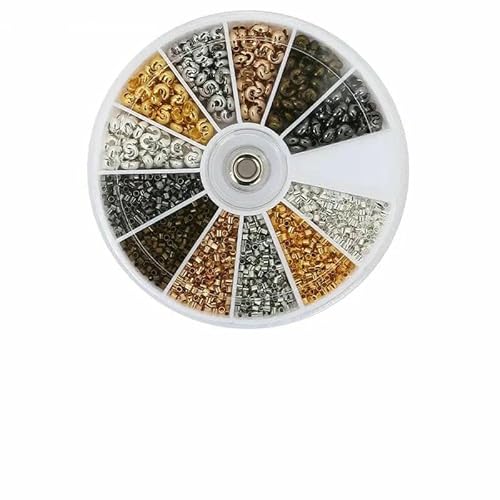 600 Stück/Box, 6 Stile, Messingrohr-Quetschperlen, Spitzen, Knotenabdeckungen, Drahtschutz, Endperle für DIY-Schmuckherstellung, Zubehör-5 600 Stück/Box, 6 Stile, Messingrohr-Quetschperlen, Spitzen, Knotenabdeckungen, Drahtschutz, Endperle für DIY-Schmuckherstellung, Zubehör-5 von TBSKUY