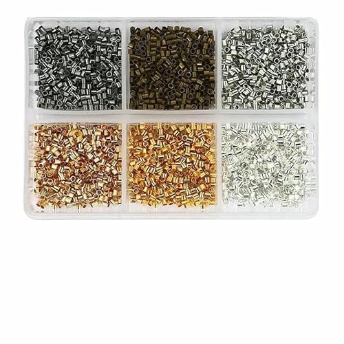 600 Stück/Box, 6 Stile, Messingrohr-Quetschperlen, Spitzen, Knotenabdeckungen, Drahtschutz, Endperlen für DIY-Schmuckherstellung, Zubehör-3 600 Stück/Box, 6 Stile, Messingrohr-Quetschperlen, Spitzen, Knotenabdeckungen, Drahtschutz, Endperlen für DIY-Schmuckherstellung, Zubehör-3 von TBSKUY