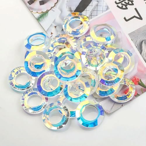 8/10/14,0 mm Böhmische Glasperlen, runde Perlen mit großem Loch, Kristallperlen mit großem Loch, Abstandshalter für DIY-Herstellung von Ohrschmuck, Ornamente-CHAB01-10 mm-30 Stück von TBSKUY