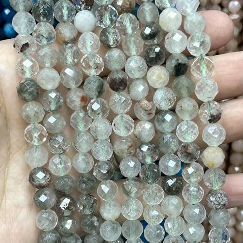 8 10 mm Naturstein, facettierter Mondstein, lose Abstandsperlen für die Schmuckherstellung, DIY, modisches Armband, Halskette, 7,5 Zoll – Grüner Quarz – 6 mm, 29–31 Stück von TBSKUY