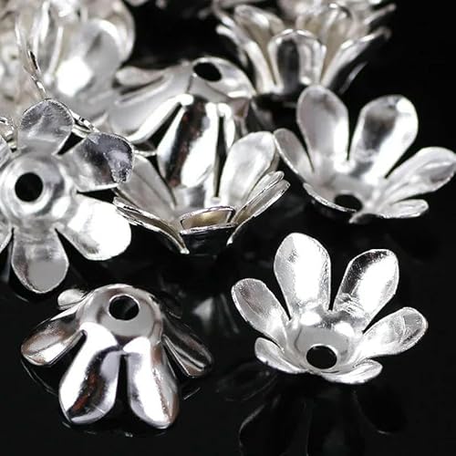 8 12 mm Edelstahl-Blatt-Blumen-Perlen-Endkappen für die Schmuckherstellung, Handarbeiten, Abstandshalter-Perlenkappen, filigranes DIY-Zubehör, 12 mm, 50 Stück von TBSKUY