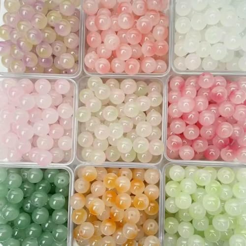 8 mm/50 Stück süße zweifarbige Glasperlen für handgefertigte DIY-Armbänder, Halsketten, Schmuckherstellung, dekorative Perlen, gemischte Farbe, 8 mm von TBSKUY
